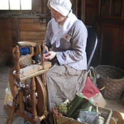 Interior photo, spinning wool